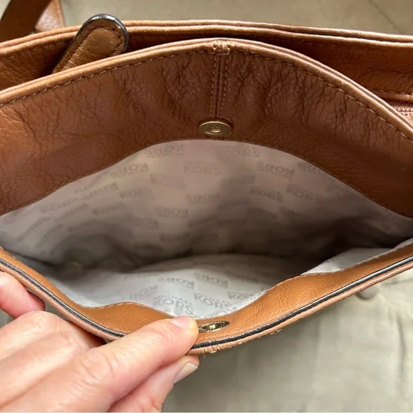 Michael Kors Cognac Brown Gold Leather Crossbody Purse - Picture 6 of 8